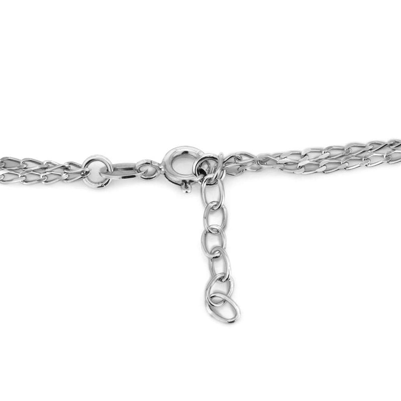 [Australia] - Vanbelle Sterling Silver Jewelry Double Layered Chain and Hanging Beads Anklet with Rhodium Plating for Women and Girls 