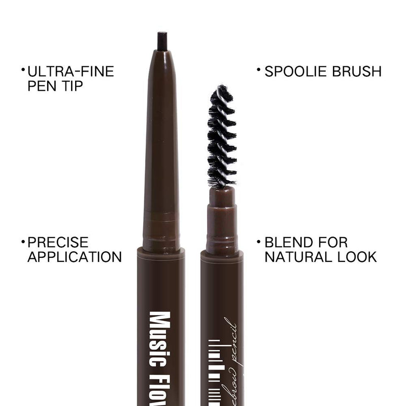 [Australia] - Music Flower Precise Micro Eyebrow Defining Pencil with Spoolie brush Deep Brown (1 Deep Brown) 1 Deep Brown 