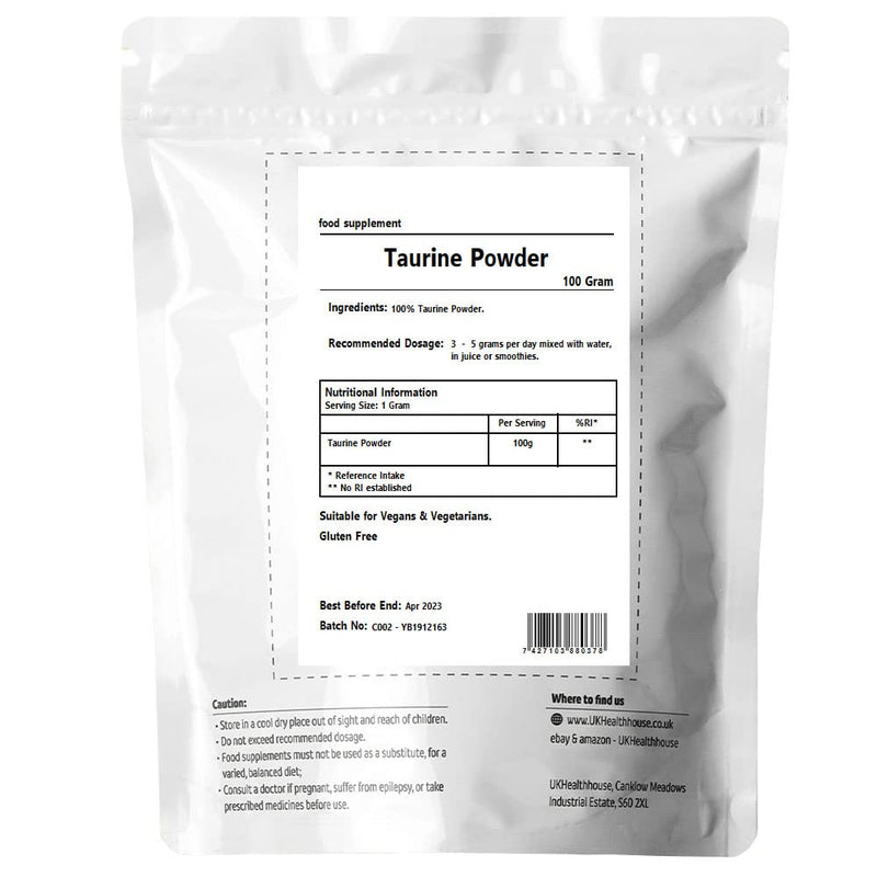 [Australia] - 100% Pure Taurine Powder - Muscle Pump Energy - Pharmaceutical Grade Amino (100g) 100g 