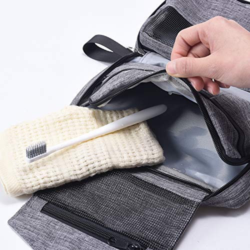 [Australia] - Travel Hanging Toiletry Bag for Women and Men, YLQP Small Compact Waterproof Makeup Organizer Case Cosmetic Bag Pouch with Hook (Gray) Gray 