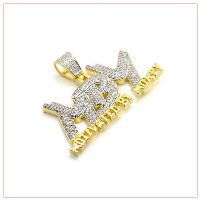 [Australia] - Nsitbbuery Hip Hop DJ Plated 18K Gold Ice Out Crystal Letter Tag Pendant Stainless Steel Chain Necklace Plated Gold Letter MBM 