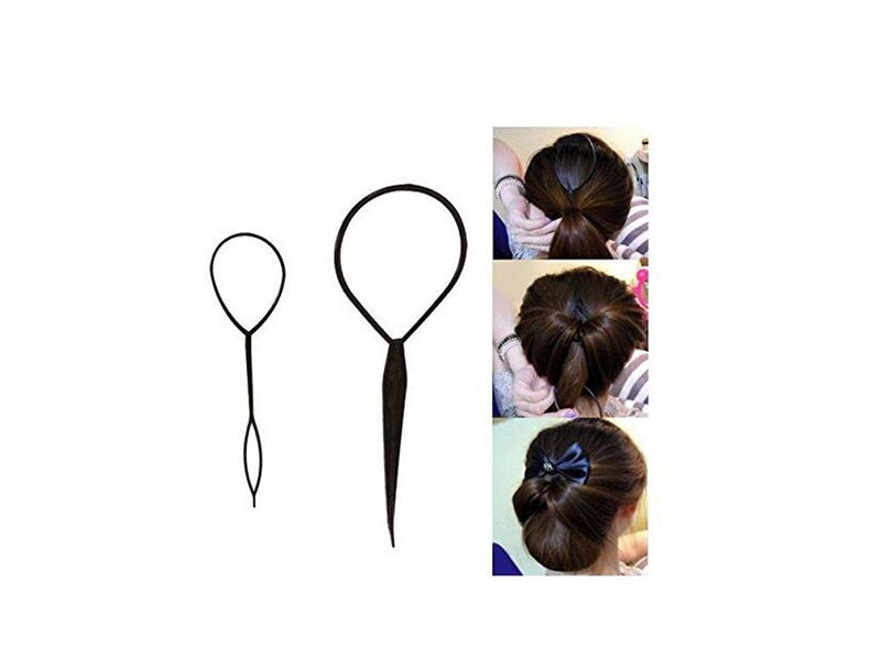 [Australia] - 2PCS 1 Large +1 Small Black Hair Styers Styling Hairdressing Accessories Hair Pull Needle Dish Braid Ponytail Maker Braiding Tool for Women Lady Girls 