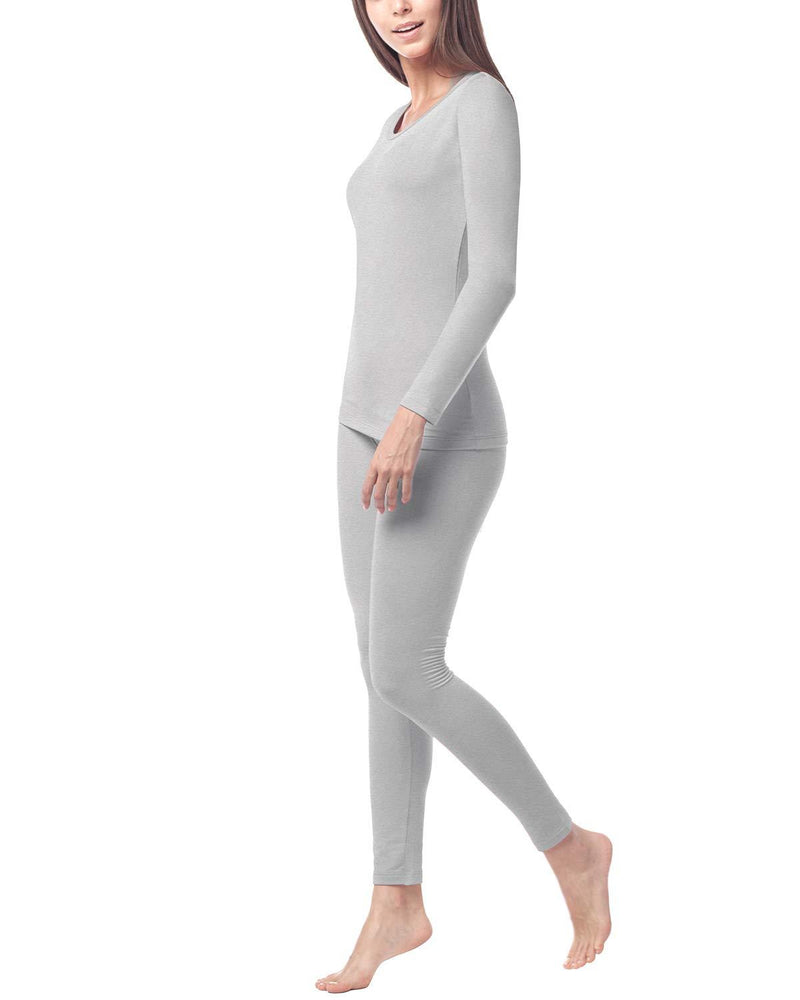 [Australia] - LAPASA Womens Thermal Underwear Set, Basic Fleece Lined Long Johns Light/Mid/Heavy Weight Top & Bottom 2 Packs (Thermoflux L17 L41 L44) XL Heavyweight L44: Light Heather Grey 