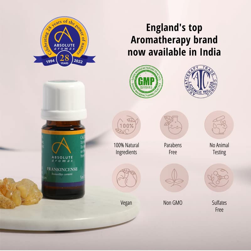 [Australia] - Absolute Aromas Frankincense Essential Oil 5ml - Pure, Natural, Undiluted, Cruelty Free and Vegan � For Aromatherapy, Diffusers, Candle Making and DIY Beauty Recipes 