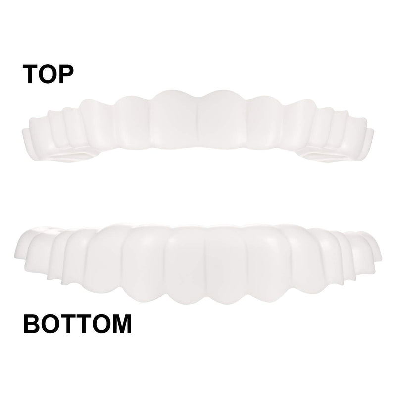 [Australia] - 2 Pairs Dentures Fake Teeth Whitening False Teeth Top and Bottom Temporary Upper and Lower Snap Teeth Cover for Men Women Adult 