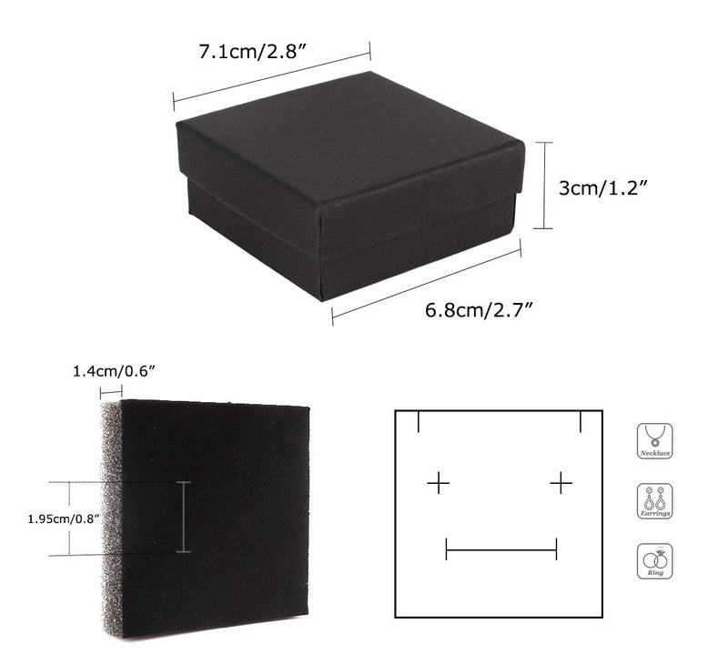 [Australia] - Kraft Jewelry Box, Dedoot Pack of 30 Square Cardboard Jewelry Gift Box 2.8x2.8x1.2 Inch Small Necklace Ring Earring Kraft Box for Jewelry Set with Velvet Cushion, Black 