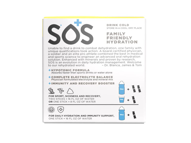 [Australia] - SOS Rehydrate Citrus Electrolyte Powder, Easy Open Packets, Supplement Drink Mix 20 sachets 