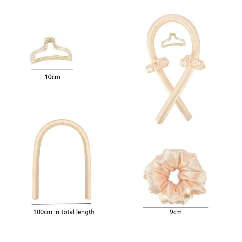 [Australia] - RHXWFDG 1 Piece Heatless Curling Rod Headband Rubber Heatless Curls Hair Styling Tool with Scrunchies and Hair Clip for Long Medium Hair, Gold 