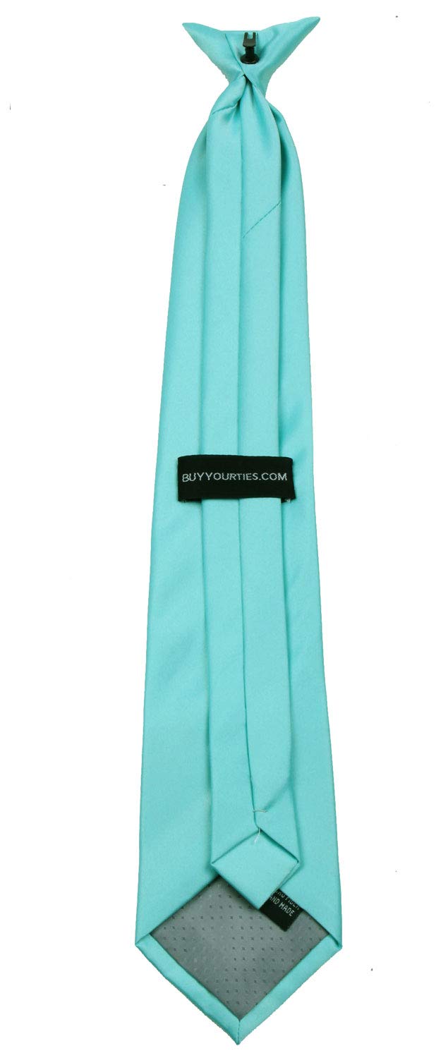 [Australia] - Mens Solid Color Clip On Easy to Remove Clip Necktie Ties Aqua Blue 