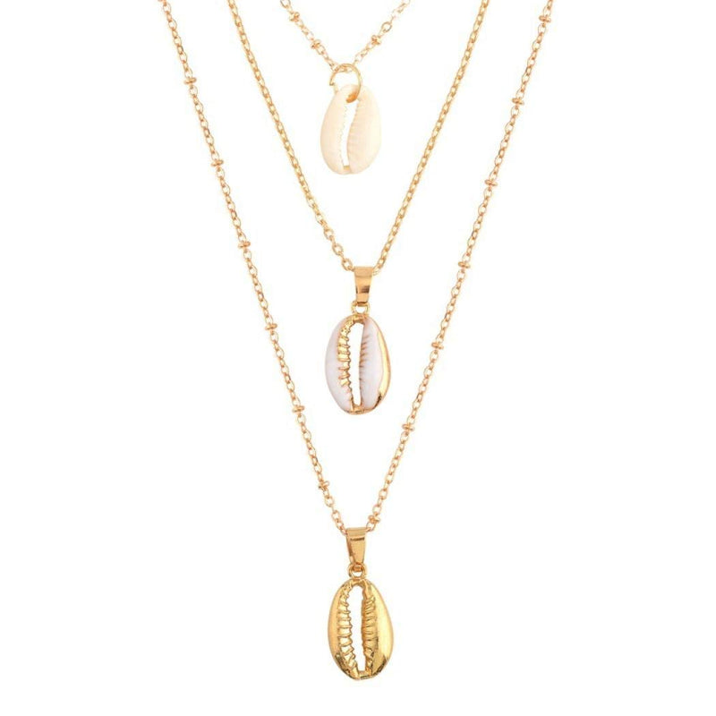 [Australia] - YienDoo Bohemia Multi-layer Necklace Fashion Natural Shell Alloy Shell Pendant Gold Chain Jewelry For Woman and Girls 