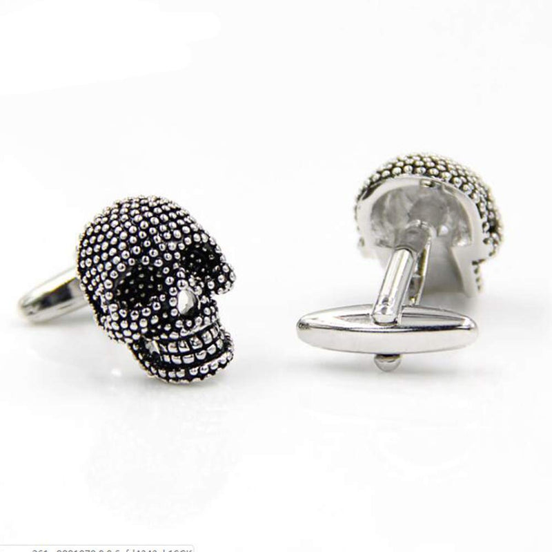 [Australia] - 3D Gothic Silver Skeleton Skull Mens Gift Goth Cuff Links 