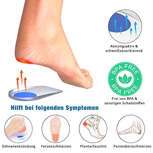 [Australia] - ORTHOPEO© Premium Heel Plantar Fasciitis Pads Inserts - Silicone Gel Support Men for Feet Spurs 2 Pair - Reusable Insole Cups 