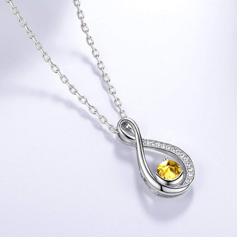 [Australia] - Citrine Necklace for Women Teen Girls Birthday Gifts Endless Love Jewelry for Mom Wife Sterling Silver Infinity Necklace Endless Love Infinity Citrine Necklace 