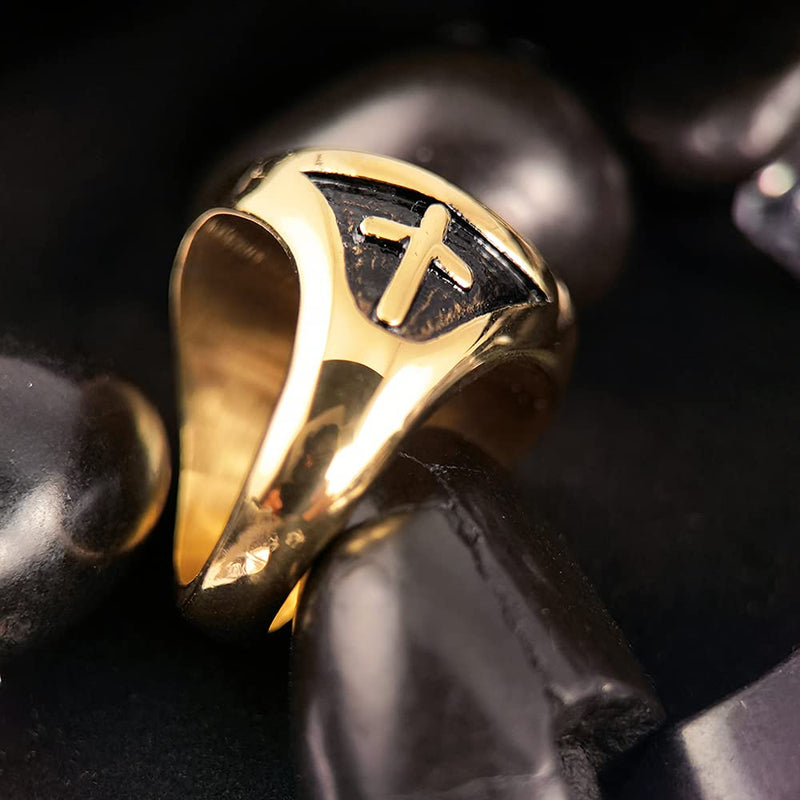[Australia] - SturdyPYee Men St. Michael/Christopher/George/Virgin Mary Ring, Archangel Lucky Amulet Protection Rings-Stainless/Gold Plated St Christopher-gold plated 7 