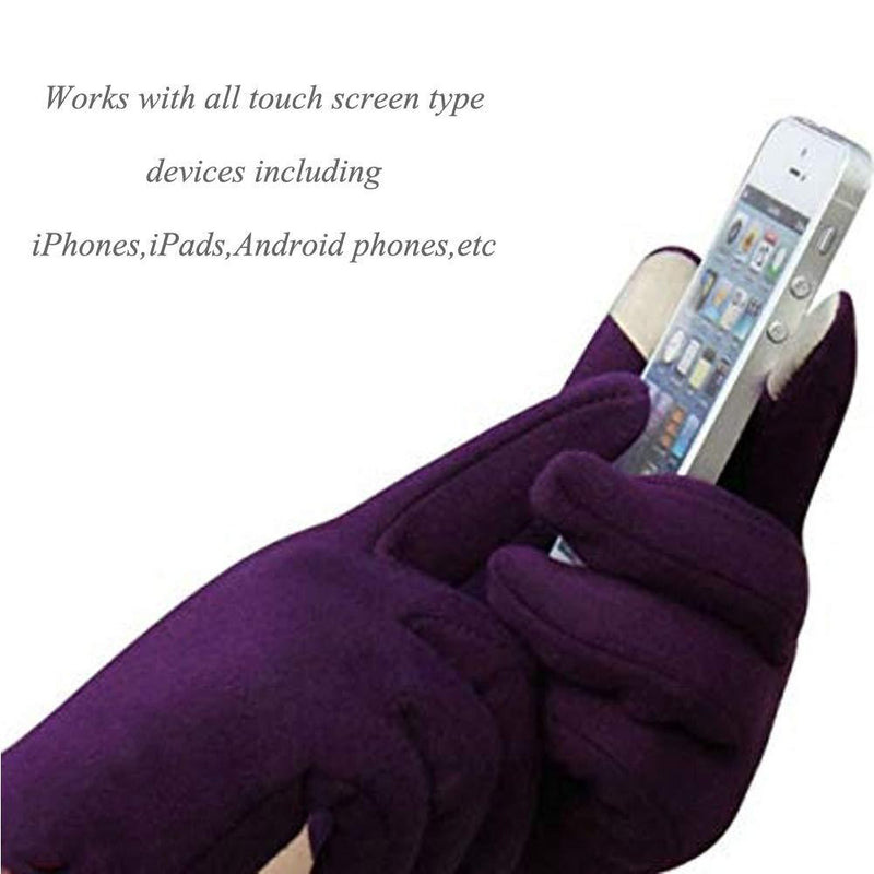 [Australia] - AOAKY Touch Screen Gloves Womens Winter Warm Thick Lining for Gifts,Outdoor,Shopping,Exercise Purple 
