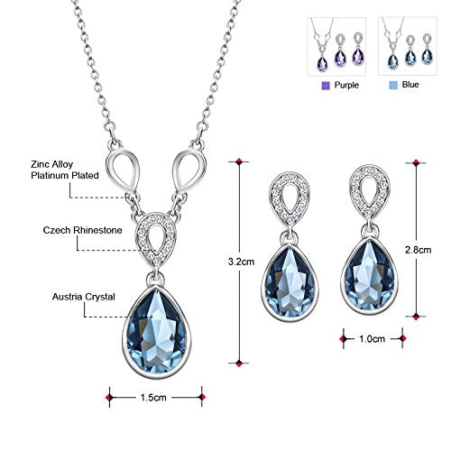 [Australia] - NEOGLORY Platinum-Plated Teardrop Jewelry Set with Crystal Embellished with Crystals from Swarovski Brown 