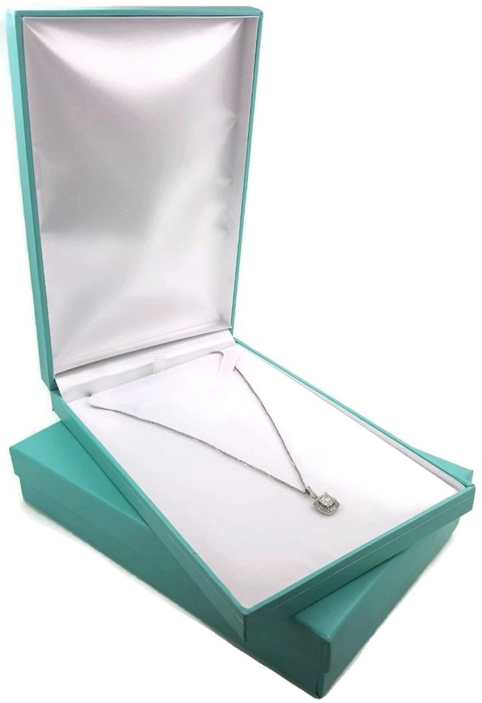 [Australia] - FlanicaUSA Deluxe Robin's Egg Blue Teal Jewelry Boxes for Necklace, Bracelet, Earrings and Watches (Necklace) 