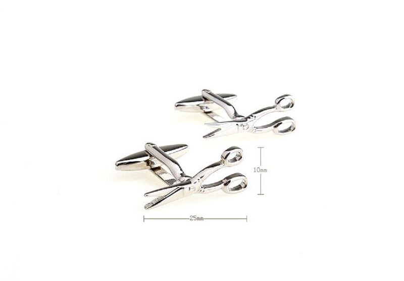 [Australia] - MRCUFF Scissors Barber Pair Cufflinks in a Presentation Gift Box & Polishing Cloth 