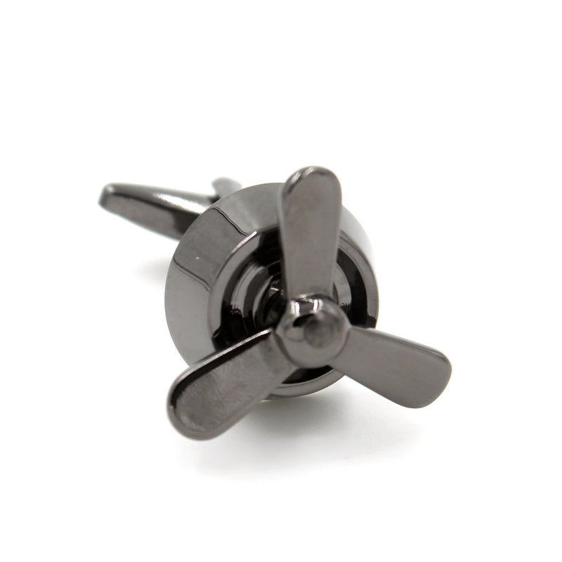 [Australia] - Propeller Plane Aviation Pilot Father Dad Presentation Gift Cufflinks (All Black) 