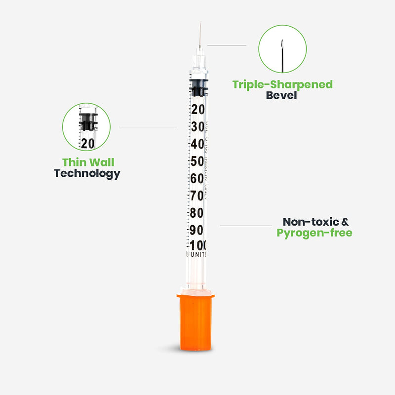 [Australia] - Care Touch Insulin Syringes | 29g 5/16" - 8 mm 1 cc (Pack of 100) 