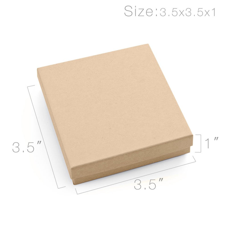 [Australia] - Mesha 20-Pack 3.5X3.5X1 Inch Cardboard Jewelry Boxes, Thick Paper Box Bulk for Jewelry Gift Packaging/Shipping, Bracelet Gift Case with Cotton Filled and Lids -Brown Brown-20Pcs 