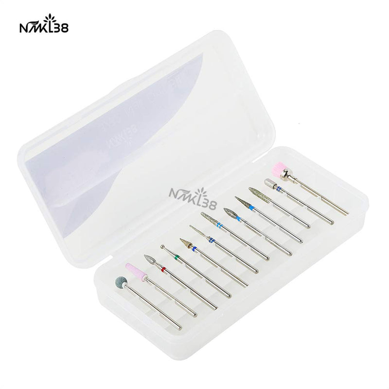 [Australia] - NMKL38 12PCS Nail Drill Bits Cuticle Cleaner Dust Drill Brush Rotary Polishing Buffing File Burrs for Nail Salon Manicure Pedicure Tools SET 2 