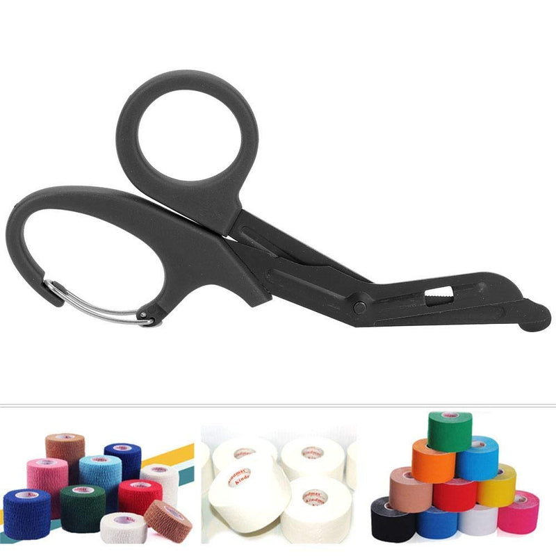 [Australia] - Titanium Bandage Shears Scissors 19cm , EMT and Trauma Shears, Bent Stealth Black Coated for Nurses, Students, Emergency Room (Black) 