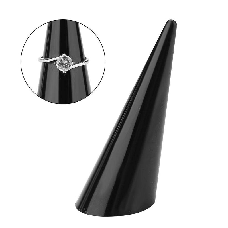 [Australia] - 5PCS Plastic Finger Cone Ring Stand, Single Finger Display Ring Holder Showcase Stand Jewelry Rings Organizer, White or black Ring Showing Organizer Exhibition Stand (Black) 