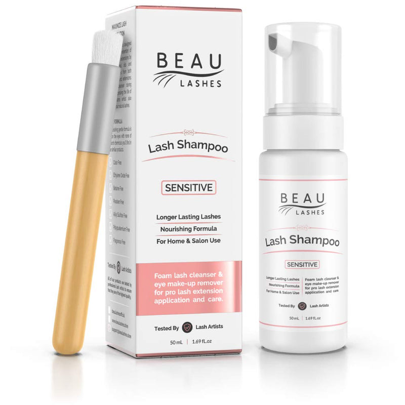 [Australia] - Eyelash Extension Foam Cleanser Shampoo & Brush (150ml) - Sensitive Paraben & Sulfate Free Eyelid/Lash Foaming Wash Cleaner To Remove Makeup Residue & Mascara - Perfect For Salon Use And Home Care 5.07 Fl Oz (Pack of 1) 