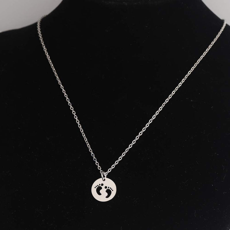 [Australia] - Baby Feet Necklace New Mom Necklace Newborn Baby Shower Gif silver necklace 