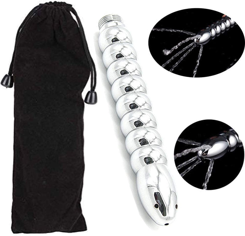 [Australia] - 5 Holes Shower Enema Douche Attachments - Deluxe Aluminium Shower Head Anal/Vaginal Cleaning Kit with Velvet Carry Bag 