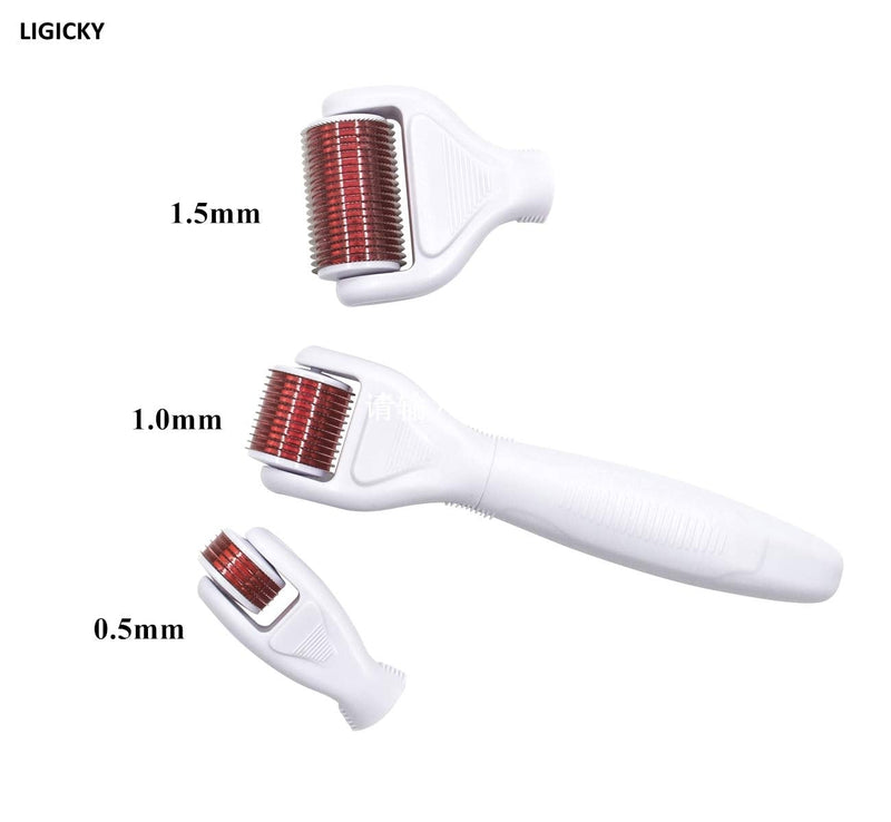 [Australia] - LIGICKY 4-in-1 Derma Roller Kit Professional Safe Medical Steel Microneedle, 0.5mm, 1.0mm & 1.5mm for Wrinkles Acne Anti-Aging Hair Loss Surgical Scars Stretch Marks With Disinfection box 