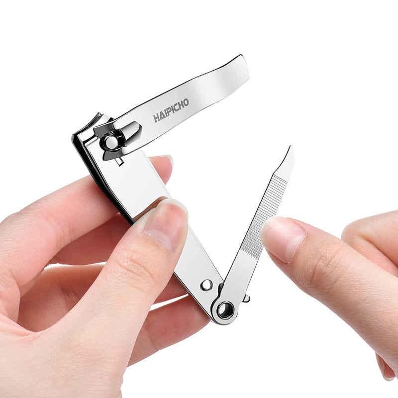 [Australia] - 2 Pack Curved Blades Nail Clippers, Thick Fingernail Toenail Trimmer with Effortless Handle and Integrated File Silver 2pk 