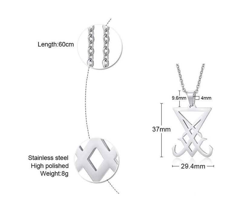 [Australia] - XUANPAI Unisex Stainless Steel Church of Satan Satanic Leviathan Cross Pendant Necklace,Religions Jewelry Seal of Lucifer(Silver) 