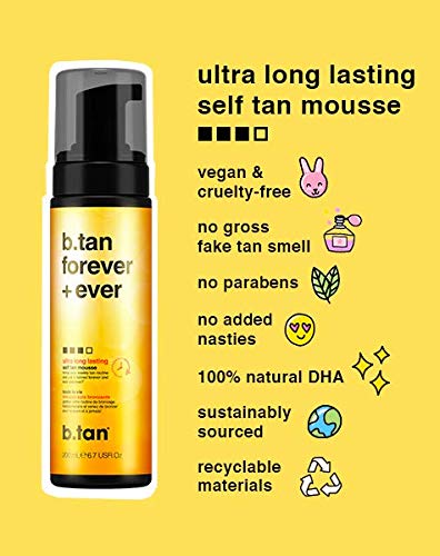 [Australia] - b.tan Self Tan Mousse - Forever & Ever - Ultra Long Lasting Self Tanner, Lasts Up to 11 Days, 6.7 Fl oz 