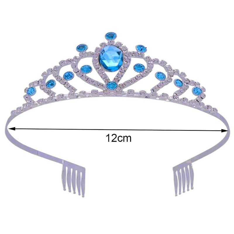 [Australia] - Rhinestone Crown Birthday Crown Headband with Comb Princess Crystal Party Hair Accessories for Kids Girls Blue 