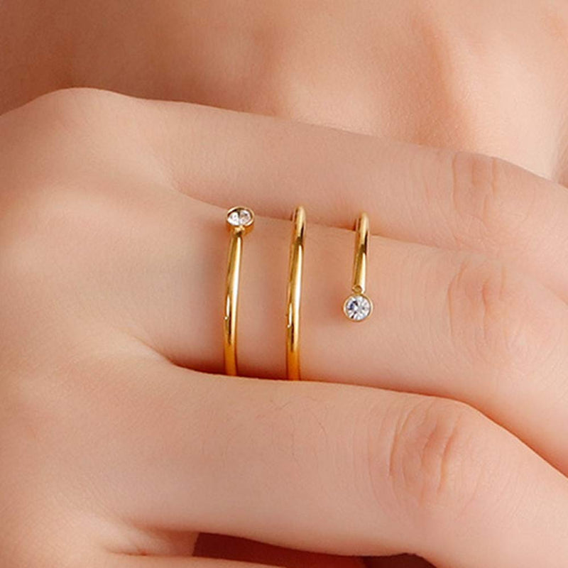 [Australia] - Stainless Steel Braided Wrap Wave Stacking Promise Statement Cocktail Party Ring Gold 5 