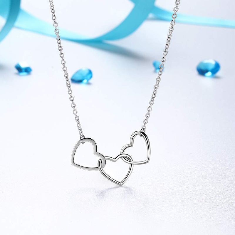 [Australia] - Besilver Triple Heart Necklace for Women Girls Antler/Butterfly/Crystal Iced Out Love Heart Jewelry Gifts for Christmas Day/Valentine Day/Birthday K, triple Heart Gold 