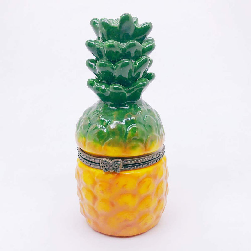 [Australia] - Gishima Hand Painted Pineapple Figurines Hinged Trinket Boxes Collectible Jewelry Box for Home decor and Gifts 