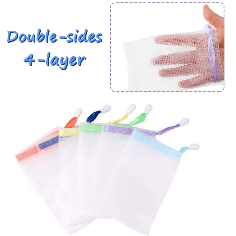 [Australia] - 20 Pack Handmade Soap Bubble Mesh Bags,Exfoliating Mesh Soap Bag,Double Layer Foam Net Soap Saver Pouch Bags Body Facial Cleaning Tool(Assorred Colors) 