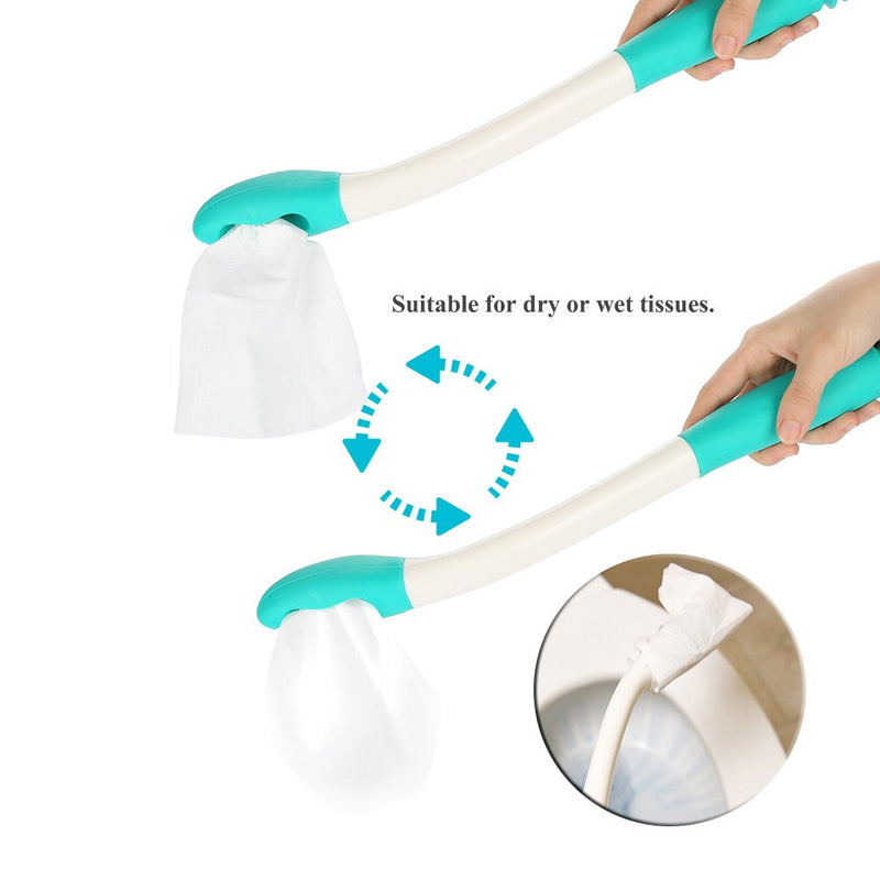 [Australia] - Bottom Bum Wiper, Long Handle Reach Comfort Bottom Wiper Holder Toilet Paper Tissue Grip Self Wipe Aid Helper for Self-Wipe Hygiene More Easy 