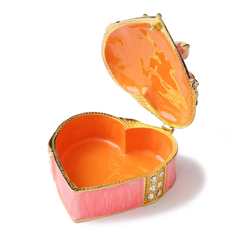 [Australia] - Furuida Love Heart Bow-Knot Pink Jewelry Trinket Box Hand-Painted Diamond Classic Ornaments Craft Gift for Birthday Thanksgiving Valentine's Day Christmas Mother's Day 