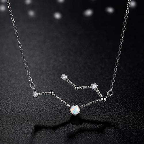 [Australia] - VIKI LYNN 925 Sterling Silver Created Opal Zodiac Necklace Gemini 