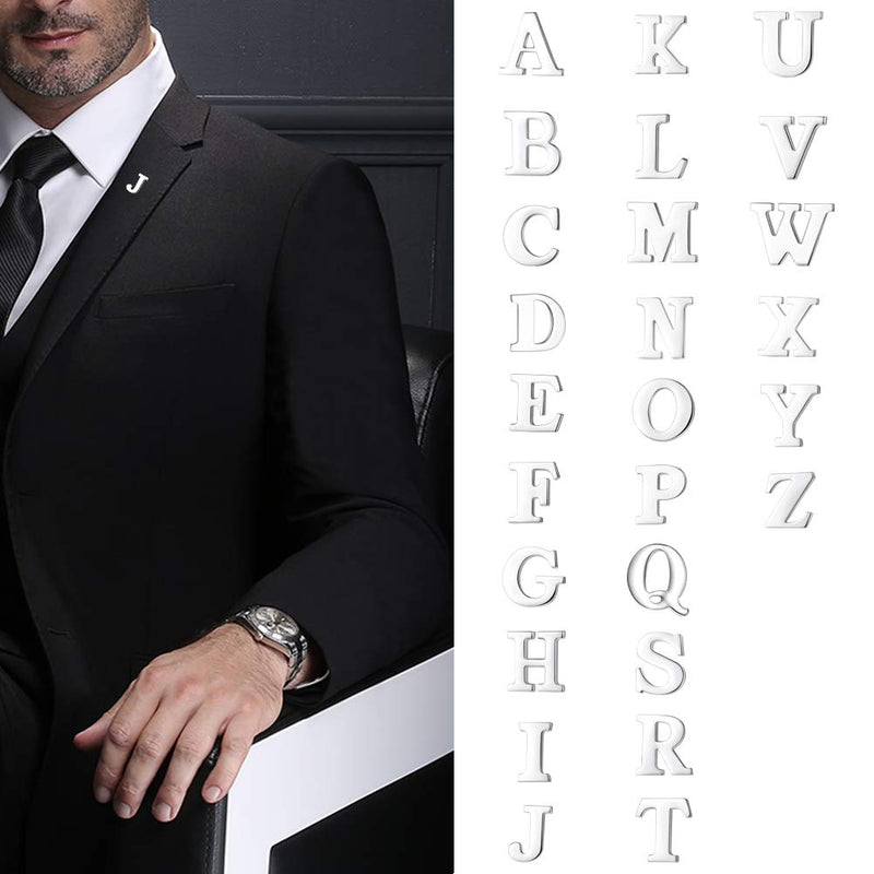 [Australia] - HONEY BEAR Mens Womens Initial Alphabet Letter Lapel Pins Collar Badge Brooches Stainless Steel for Business Wedding Graduation Gift Silver A 0.59 inches 