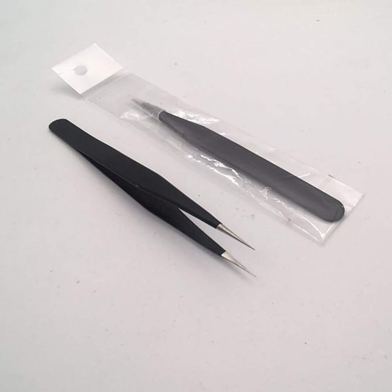 [Australia] - UUYYEO 4 Pieces Stainless Steel Anti-Static Tweezers Set for Eyelash Extension Straight and Curved Pointed Tweezers 