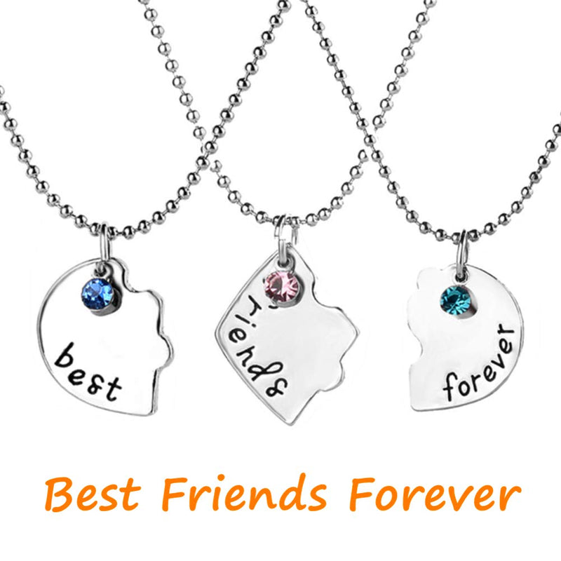 [Australia] - SIVITE Best Friends Forever and Ever Necklace with Crystal Broken Heart Charm Pendant Set Friendship Necklace 3PCS - " Best friends forever " 