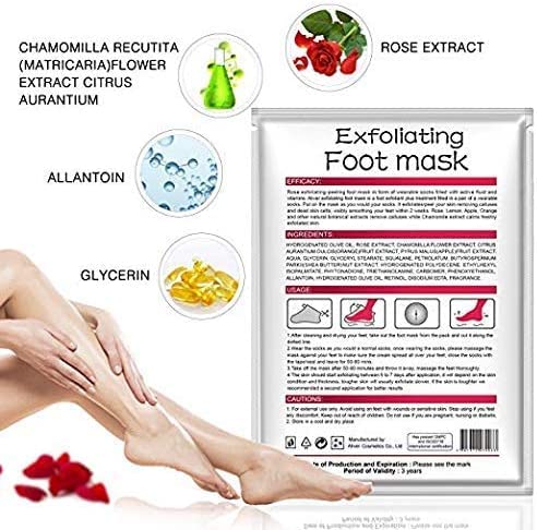 [Australia] - 3 Pack Foot Peel Mask,Exfoliating Foot Socks Calluses Remover Dead Skin, Aloe Moisturizing Feet Peeling Mask for Dry Skin,Cracked Heels,Foot SPA Socks for Women and Men (Rose) Rose 