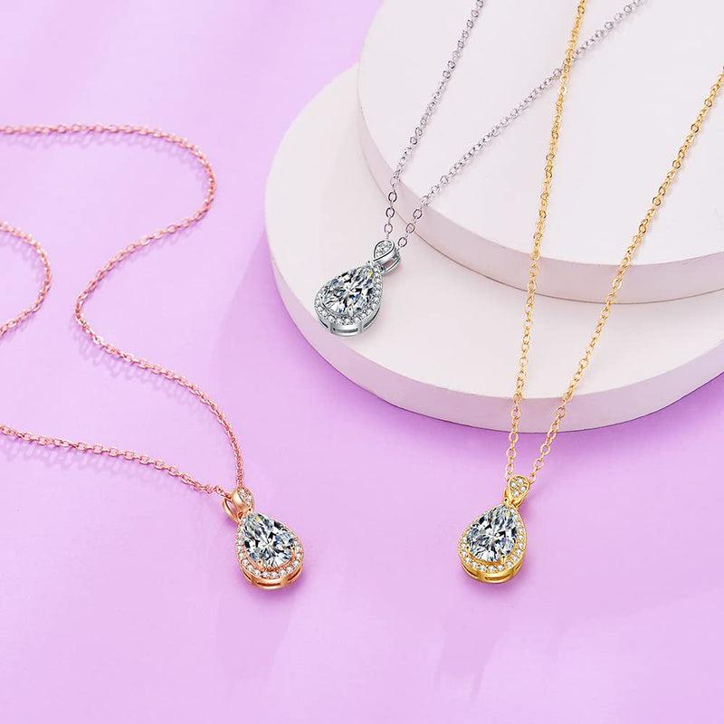 [Australia] - Bridesmaid Proposal Gifts Teardrop Necklace Set of 4/6 AAA Cubic Zirconia Bridesmaid Necklaces 14K Gold Plated Bridesmaid Gifts Jewelry for Bridal Wedding gold set of 6 