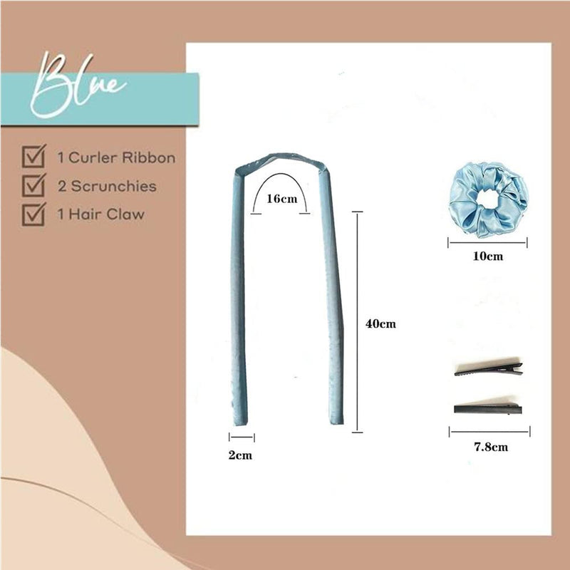 [Australia] - Upgrade Heatless Curling Rod Headband,Heatless Hair Curling Set,No Heat Wave Hair Curlers ,Soft Silk Ribbon Sleeping Hair Rollers Wave Curls Lazy Curler Set DIY Hair Styling Tools(Blue) BLUE 