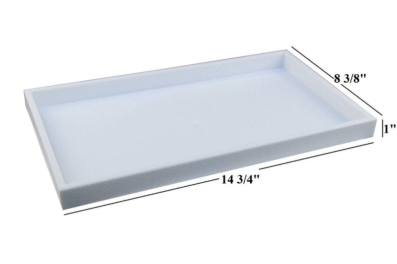 [Australia] - 2 Piece 1-Inch Deep Full Size White Plastic Stackable Jewelry Tray 14 3/4" x 8 1/4" x 1"H 2 